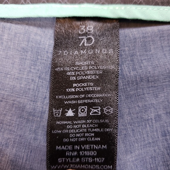 7 Diamonds Velocity Performance Shorts Mens 38 Blue Golf Stretch Quick Dry - Picture 5 of 9